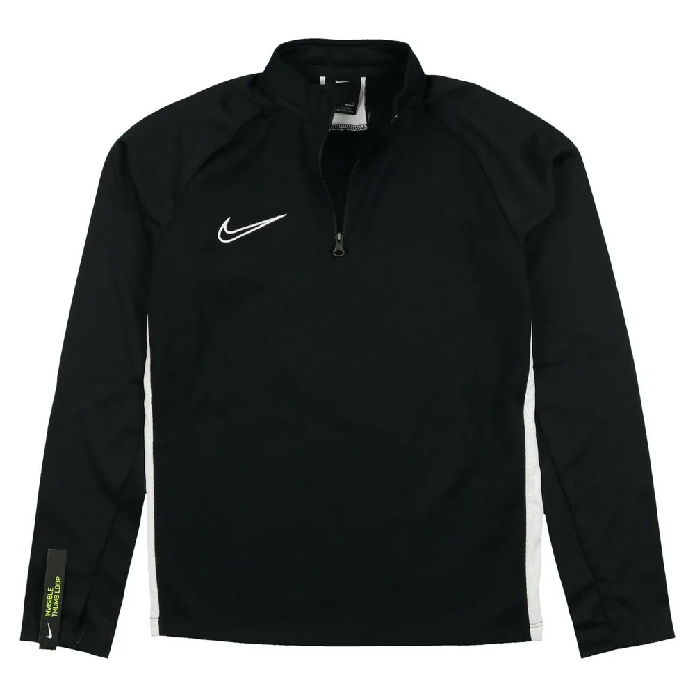 NIKE Youth Dry Academy 19 Drill Top 1/4 Zip Soccer Pullover Black AJ9273-010 S